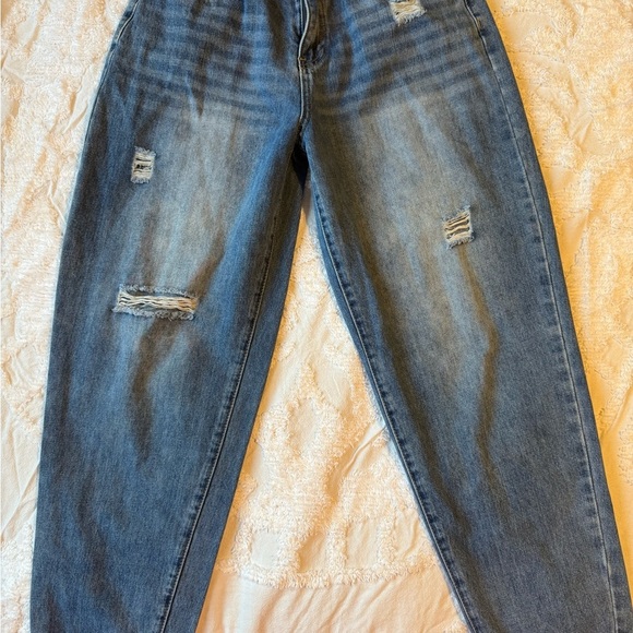 YMI Denim - YMI Blue Boyfriend Jeans Relaxed Fit Distressed